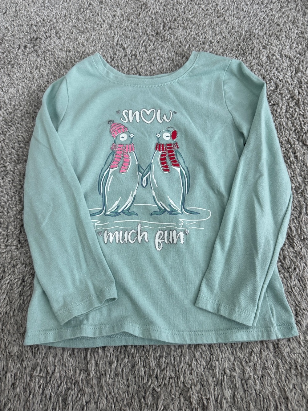 Kids' Long-Sleeve Penguin Graphic Tee - Mint